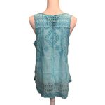 Johnny Was  Aqua Blue‎ Embroidered Eyelet Tank Tunic Size M Boho Resort Wear Photo 1