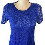 Dee Elle Cobalt Electric Blue Lace Short Sleeve Dress Photo 1