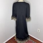 Tuckernuck New Plus‎  Pomander Place Lilith Black Gold Lace Ruffle Midi Dress XXL Photo 3