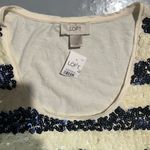 Loft  Navy and White Sequin Tank Top Photo 1