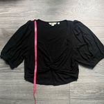 Boden Black Short Bubble Sleeve Twist Front Viscose Cropped Shirt Size 10 Summer Photo 5