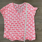 Gap  Women’s Print‎ Linen V-Neck Tee - Size S - Jellybean Pink - EUC Photo 5