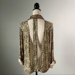 BKE  | Printed Sequin Color Open Back Button Down Blouse Sz L Photo 3