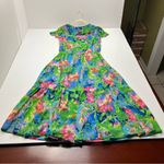Ralph Lauren Lauren  Floral Crinkle Georgette Tiered Dress Size 2 Tropical‎ NEW Photo 13