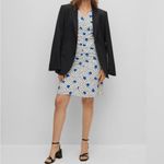 Hugo Boss  Desmala Gathered Mini Dress Blue Dot Fantasy US 4 Photo 3