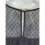 Midnight Doll Sheer Navy Blue Dotted Tier Ruffle Dress Long Sleeves Size L Romantic Whimsy Photo 7