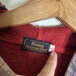 Rising International Jacket Womens Large Red Boho Floral Patchwork Zip Hoodie Photo 4