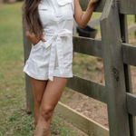 These Three Boutique Off white denim romper Photo 1