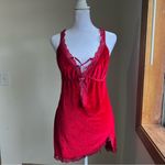 Y2K Red velvet lace babydoll dress with adjustable straps size L Size L Photo 9