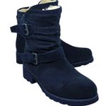 BEARPAW Blue Leather Wool Sherpa Lined Tweed & Buckle Biker Boots ~ Women's 11 Photo 1