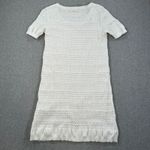 Mango MNG Crochet Knit Dress Size Large White Short Sleeve Scoop Neck Lined Photo 5
