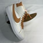 Nike White and Tan High-Top Sneakers with Unique Lacing Photo 0