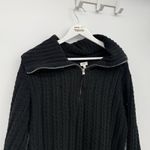 Aerie  Black Crochet Sheer Knit Quarter Zip Sweater Size Small Photo 1
