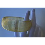 Vintage Tortoise Shell Lucite Bypass Bangle Bracelet Gold Metallic Stripes Sz 8” Brown Photo 2