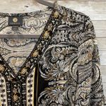 JM Collection Womens L Shift Dress Yellow Black Paisley Floral Flared 1/2 Sleeve Photo 1