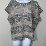Inhabit Women's Knit Top Beige Gray Striped Short Sleeve Pullover Sweater Sz s Tan Photo 0