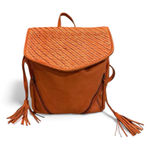 Orange Woven Leather Backpack Photo 0