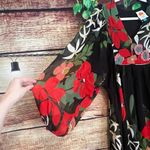Farm Rio x Anthropologie Long Sleeve V Neck Floral Maxi Dress Balloon Sleeve S Black Photo 7