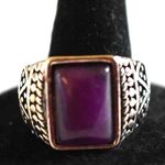 Source Unknown Dapper Purple Smooth Stone Dimpled Silver Tone Band Size 13 NWOT Ring Photo 0