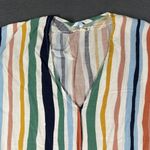 JODIFL Shirt Womens Medium Multicolor Striped Rayon Short Sleeve Loose Fit Top Photo 2
