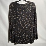 VTG Picadilly Black Botanical Print Long Sleeve Top Blouse Size M Slinky 90s Art Size M Photo 1