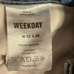 Weekday Blue Meg High Rise Straight Tapered Leg Medium Wash Mom Denim Jeans 32 Photo 3