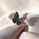 Boutique Silver Adjustable Butterfly Ring Photo 0