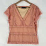 The Limited  VINTAGE Blush Pink Lace V-Neck Cap Sleeve Blouse Y2K‎ Fairy Size L Photo 0