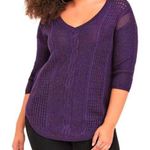 Torrid Lurex Pointelle Tunic Sweater Wool Blend Metallic Purple 0 Photo 0