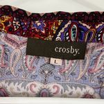 Crosby Large Purple, Red Boho Pattern 70s Button Down Long Sleeve Shirt Purple Photo 3