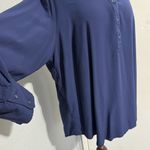 Old Navy  Women Blue Relaxed Buttoned Long Sleeve Blouse Mandarin Collar Size XXL Photo 2