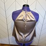 Lulus Lulu’s Purple Lilac Satin Texture Keyhole Halter Top Shirt Blouse Womens Medium Photo 1