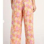 Lulus Island Imaginings Peach Floral High Waist Linen Blend Tropical Wide Pant S Photo 4