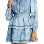 AQUA  Tie Dye‎ Long Sleeve Mini Tiered Cotton Ruffle Mini Short Dress Size Small Photo 0
