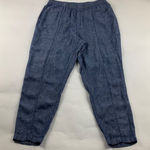 Old Navy Blue Chambray Linen Blend High Rise Slim Leg Ankle Pant L Photo 0
