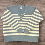 PINK - Victoria's Secret VICTORIA SECRET | PINK Cambridge Knit Henley Beach Sweater Blue/Ivory Striped M Photo 1