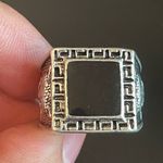 Fox pattern square obsidian S925 silver ring Size 8 Photo 3