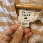 Billabong So Stoked Button-Down Flannel Shirt in Tan and White Photo 8