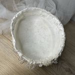 Vintage Wedding Veil Hat White ‎ Cream Faux Pearl Lace Double Veil Beaded Photo 7