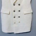 ZARA  Women Ecru Textured Button-Down Luxury Vest Wedding Lapel Collar Dress L Photo 5