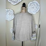 Entro Long Balloon Sleeved Tan/Cream Oversized Mixed Media Blouse Size S Photo 9