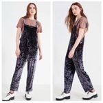 Urban Outfitters Tania Shapeless Velvet Square Neck Overall Jumpsuit Navy Medium Photo 1