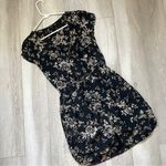 Babaton Aritzia 100% Silk Floral Mini Dress Black (Small) classy cocktail party Photo 0