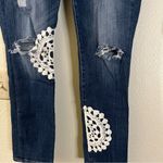 Lucky Brand Lolita Skinny Jeans with Crochet Accents Dark Wash Mid Rise 10 / 30 Photo 4