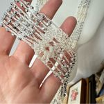 Boho Crochet Cream & Silver Necklace Extra Long Layering Photo 4