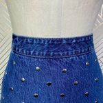 Ganni Studded High Waist Organic Denim Mini Skirt Blue Y2K Streetwear 32 US 0 Photo 2