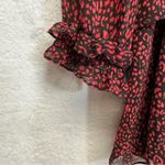 ZARA  Red & Black Cheetah Print Long Sleeve Ruffled Mini‎ Dress Size L Photo 7