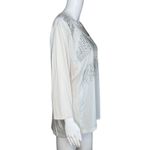 Chicos Shirt Womens XL Light Gray Embellished Mixed Media Updated Basic Party Photo 1