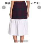 English Factory  Blue Tartan Plaid White Cotton Combo Midi Skirt Womens Size M* Photo 2