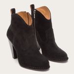 Frye Madeline Short Black Suede Leather Southwestern Heeled Ankle Bootie, sz 9 Photo 0